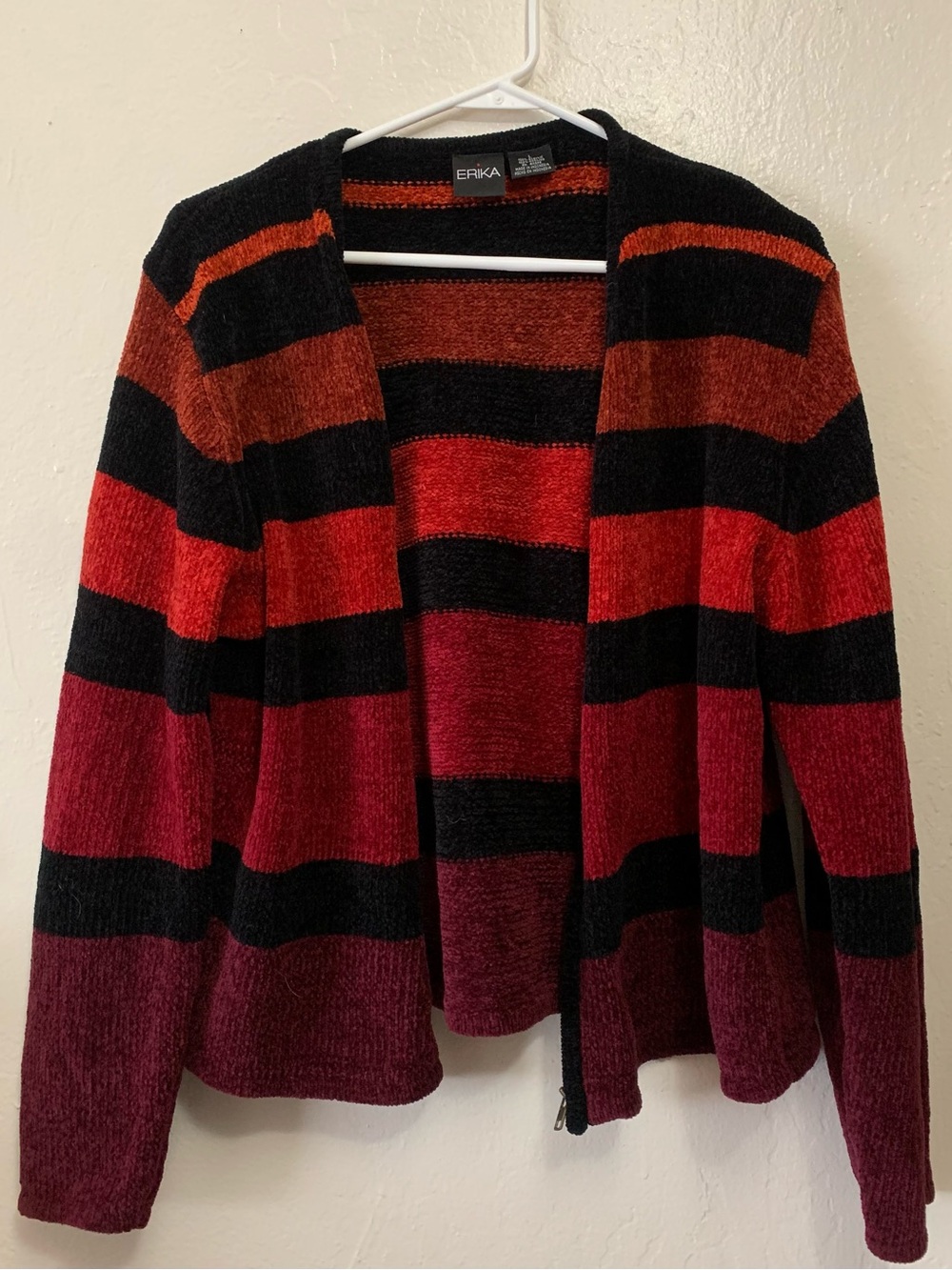 Zipped Fall Striped Orange Red Black Cardigan Whimsigoth Knitted 90s - Erika